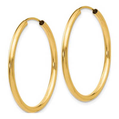 14K Yellow Gold 30mm Endless Hoop Earrings – view 3