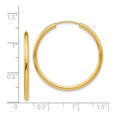 14K Yellow Gold 30mm Endless Hoop Earrings – view 5