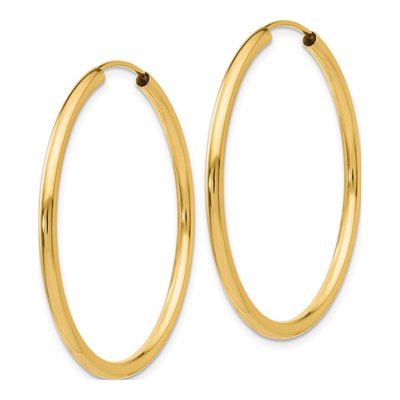 14K Yellow Gold 35mm Endless Tube Hoop Earrings – view 3