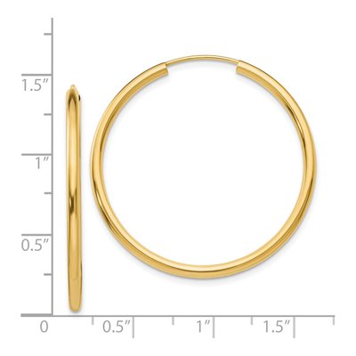14K Yellow Gold 35mm Endless Tube Hoop Earrings – view 5