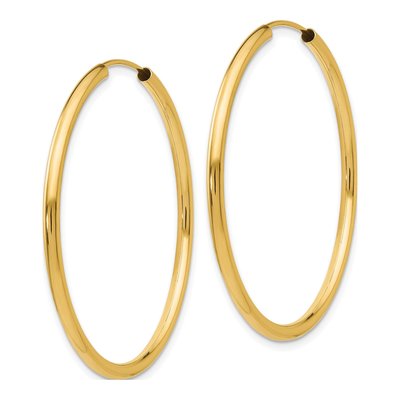 14K Yellow Gold 40mm Endless Tube Hoop Earrings – view 3