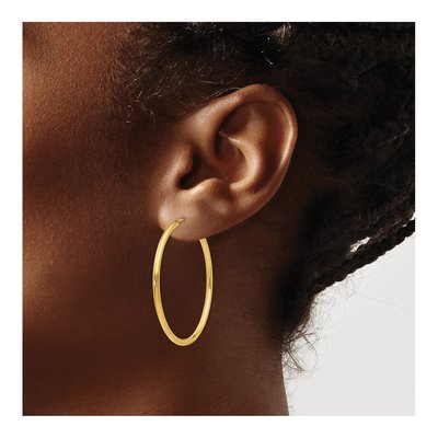 14K Yellow Gold 40mm Endless Tube Hoop Earrings – view 4