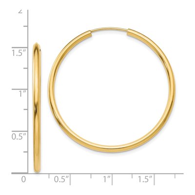 14K Yellow Gold 40mm Endless Tube Hoop Earrings – view 5