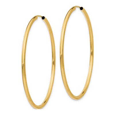 14K Yellow Gold 50mm Endless Tube Hoop Earrings – view 3