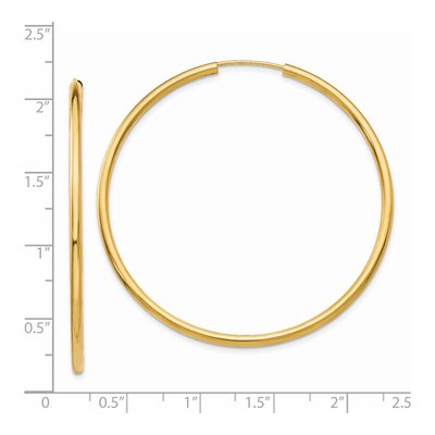 14K Yellow Gold 50mm Endless Tube Hoop Earrings – view 5