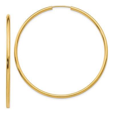 14K Yellow Gold 55mm Endless Hoop Earrings