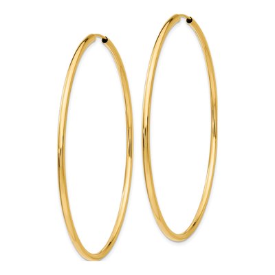 14K Yellow Gold 60mm Endless Tube Hoop Earrings – view 3
