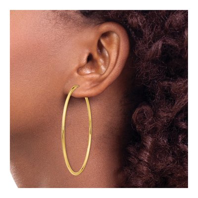 14K Yellow Gold 60mm Endless Tube Hoop Earrings – view 4
