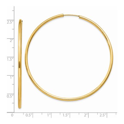 14K Yellow Gold 60mm Endless Tube Hoop Earrings – view 5