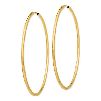 14K Yellow Gold 65mm Endless Tube Hoop Earrings – view 3