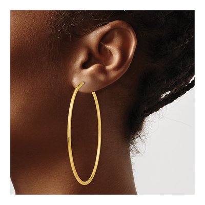 14K Yellow Gold 65mm Endless Tube Hoop Earrings – view 4