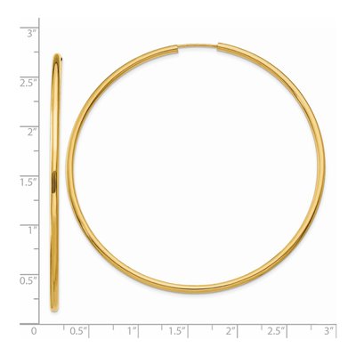 14K Yellow Gold 65mm Endless Tube Hoop Earrings – view 5