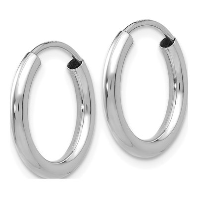 14K White Gold 16mm Endless Round Hoop Earrings – view 3