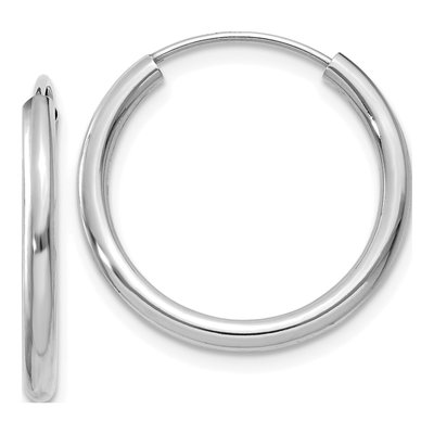 14K White Gold 20mm Endless Tube Hoop Earrings