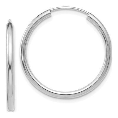 14K White Gold 25mm Endless Tube Hoop Earrings