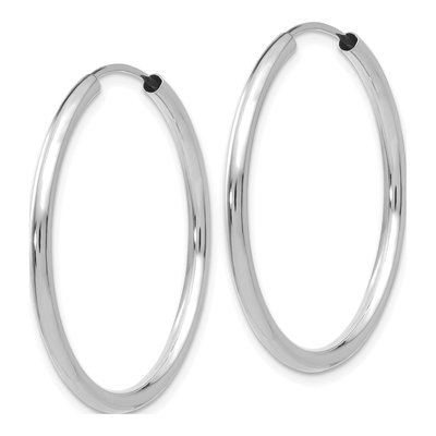 14K White Gold 30mm Endless Tube Hoop Earrings – view 3