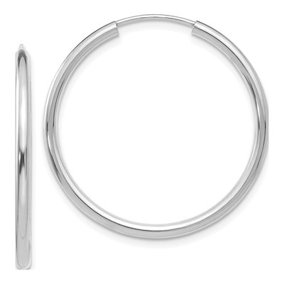 14K White Gold 30mm Endless Tube Hoop Earrings