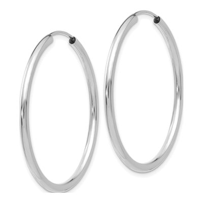 14K White Gold 35mm Endless Tube Hoop Earrings – view 3