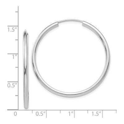 14K White Gold 35mm Endless Tube Hoop Earrings – view 5