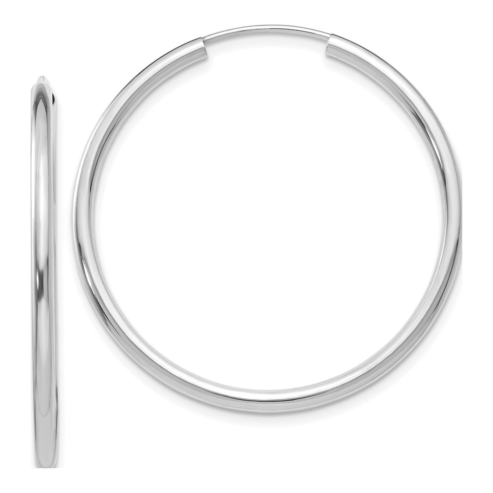 14K White Gold 35mm Endless Tube Hoop Earrings