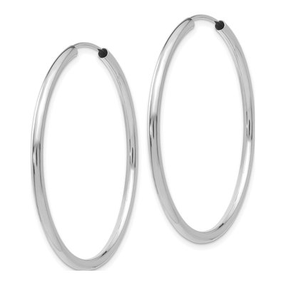 14K White Gold 40mm Endless Tube Hoop Earrings – view 3