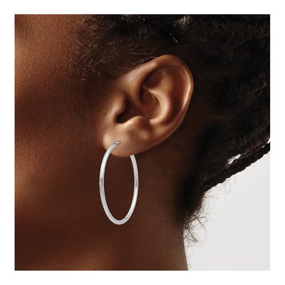 14K White Gold 40mm Endless Tube Hoop Earrings – view 4