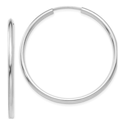 14K White Gold 40mm Endless Tube Hoop Earrings