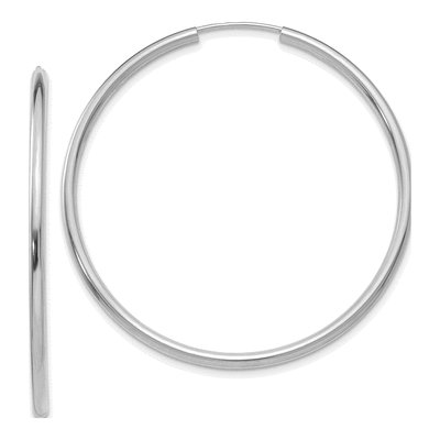 14K White Gold 45mm Endless Tube Hoop Earrings