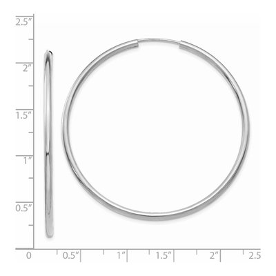 14K White Gold 50mm Endless Tube Hoop Earrings – view 5