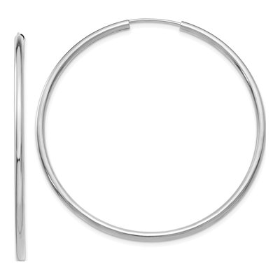 14K White Gold 50mm Endless Tube Hoop Earrings