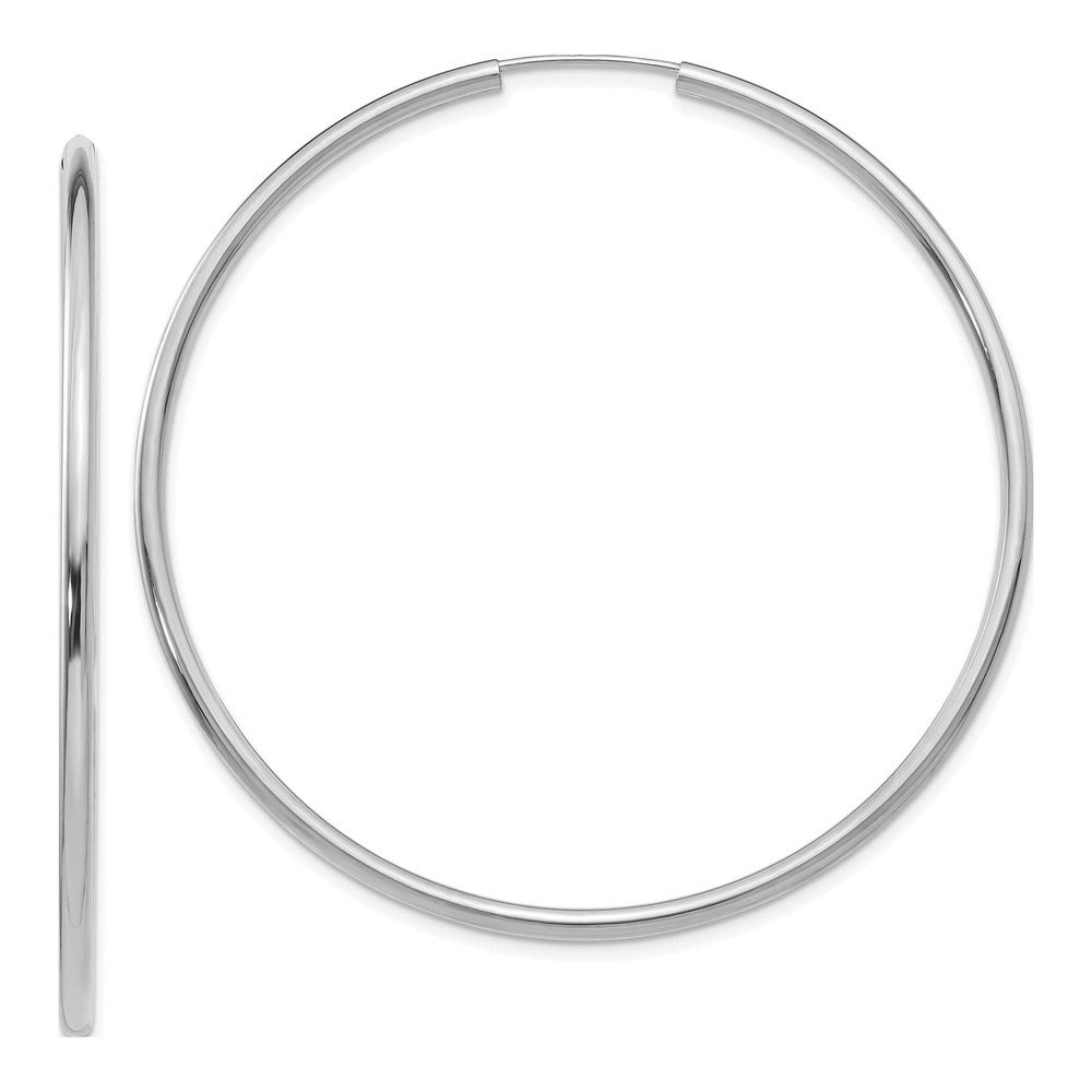 14K White Gold 55mm Endless Tube Hoop Earrings