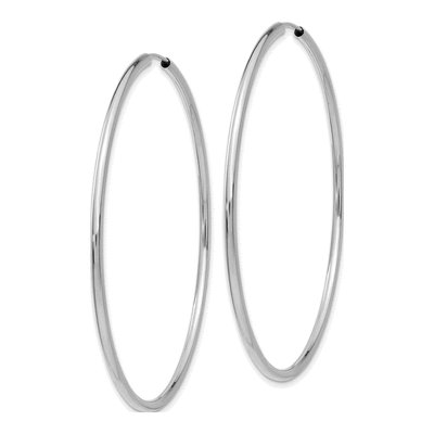 14K White Gold 60mm Endless Tube Hoop Earrings – view 3