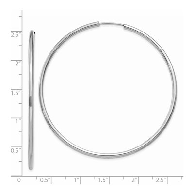14K White Gold 60mm Endless Tube Hoop Earrings – view 5