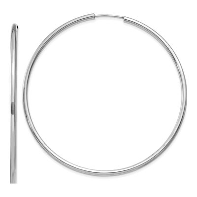 14K White Gold 60mm Endless Tube Hoop Earrings