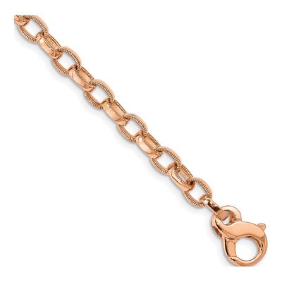 14K Rose Gold 5mm Fancy Link Chain Bracelet