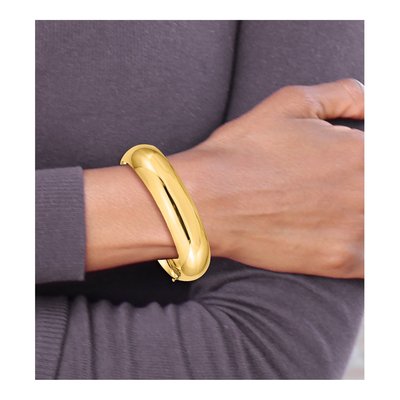 14K Yellow Gold Hinged Oval Bangle Bracelet – view 5