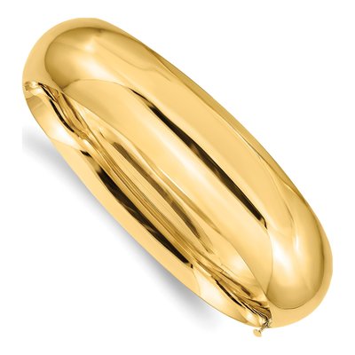 14K Yellow Gold Hinged Oval Bangle Bracelet