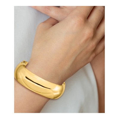 14K Yellow Gold Hinged Oval Bangle Bracelet – view 5
