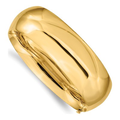 14K Yellow Gold Hinged Oval Bangle Bracelet