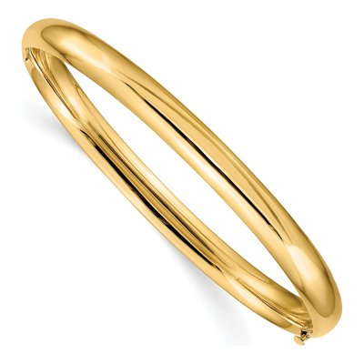14K Yellow Gold Hinged Oval Bangle Bracelet