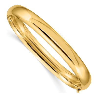 14K Yellow Gold High-Polish Hinged Bangle Bracelet