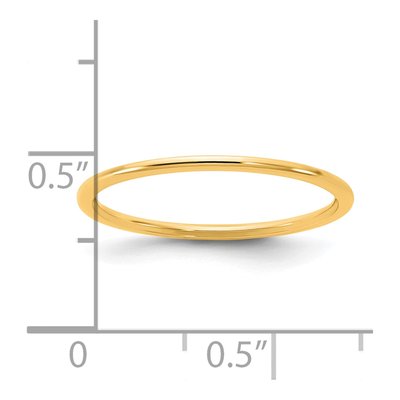 14K Yellow Gold 1mm Half Round Wedding Band – view 2