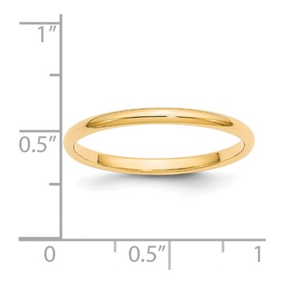 14K Yellow Gold 2mm Half Round Wedding Band – view 5