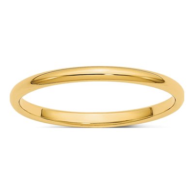 14K Yellow Gold 2mm Half Round Wedding Band