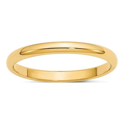 14K Yellow Gold 2.5mm Half Round Wedding Band