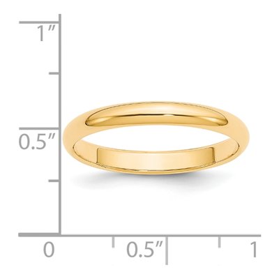 14K Yellow Gold 3mm Half-Round Wedding Band – view 5