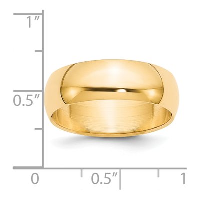 14K Yellow Gold 7mm Half-Round Wedding Band – view 4