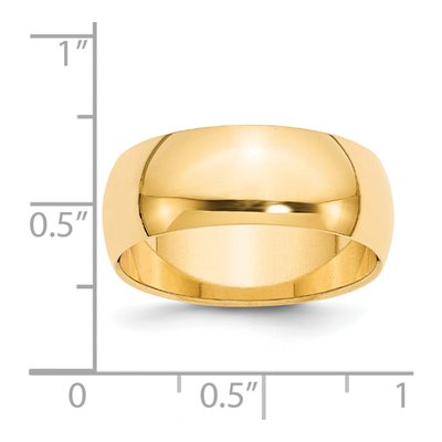 14K Yellow Gold 8mm Half-Round Wedding Band – view 4