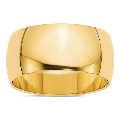 14K Yellow Gold 9mm Half Round Wedding Band