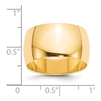 14K Yellow Gold 12mm Half Round Wedding Band – view 4